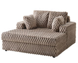 VanAcc 53 Inch Upholstered Chaise Lounge, Plush Sleeper Chair with Throw Pillows and Armrests, Sofa Bed Indoor for Living Room, Brown VanAcc