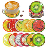 12 pcs Diamond Painting Coasters | Diamond Art Coasters | Fruit Diamond Art Painting | Perfect Art Craft Gift for Fruit Lover, Dad, Mom, Grandparents, Brother, Sister. LGANHAPY