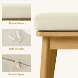 FansaFurn Backless Patio Bench, Acacia Wood Dining Bench with Cushion for Outdoor Porch, Backyard, Garden, Lawn, Beige FansaFurn