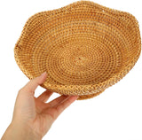 DOITOOL Rattan Fruit Bowl, Woven Footed Bowl Round Pedestal Plate Decorative Bowl for Table Centerpiece, 10 Inch Rattan Footed Bowl Woven Fruit Bowl for Kitchen Counter or Table Decorations DOITOOL