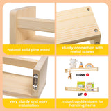 Fun Memories Nursery Book Shelves - Rustic Natural Solid Wood Floating Bookshelf for Kids - Wall Book Shelves for Kids Room (Natural, 32inch - 2P) Fun Memories