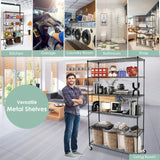 WDT 6 Tier Shelf Shelving Unit with Wheels,Adjustable Metal Shelves for Storage, NSF Black Wire Shelving Rack, 2100Lbs Capacity Heavy Duty Shelving Storage Shelves for Kitchen Garage,47" Dx17 Wx80 H WDT