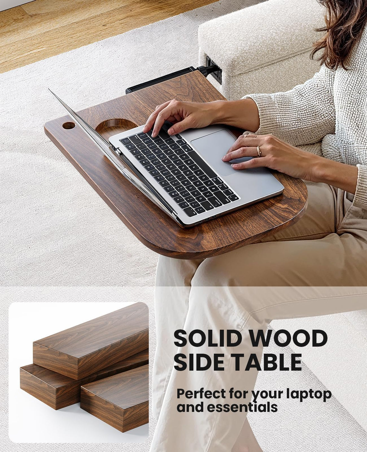 Marsail 3-in-1 Convertible Sofa Bed, 54" Sleeper Sofa with Solid Wood Side Table & Frame, Pull-Out Couch with USB Ports & Side Pockets, Loveseat Sofa with Adjustable Backrest, White Marsail