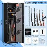 ANXINWEI 5-8 Gun Safe, Quick Access Biometric Rifle Safe with Extra Locker, Long Gun Safe for Rifles and Pistols with Anti Theft Alarm, LED Shotgun Rifle Cabinet with Adjustable Shelf & Handgun Pocket ANXINWEI