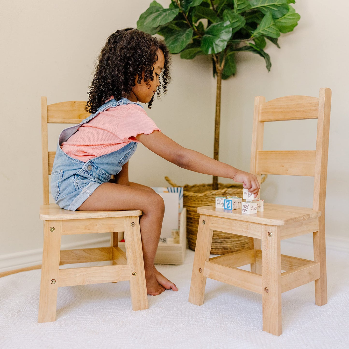 Melissa & Doug Wooden Chairs, Set of 2 - Blonde Furniture for Playroom - Kids Wooden Chairs, Children's Wooden Playroom Furniture