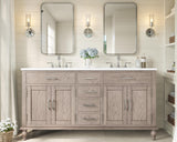 60" Solid Oak Double Sink Bathroom Vanity with Sink Combo, Antique Grey Oak Vanity Cabinet with Drawers & Adjustable Shelves, Easy Assembly AMERLIFE