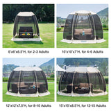 Alvantor Screen House Room Camping Tent Outdoor Canopy Pop Up Sun Shade Hexagon Shelter Mesh Walls Not Waterproof 10'x10' Beige Patent Pending Alvantor