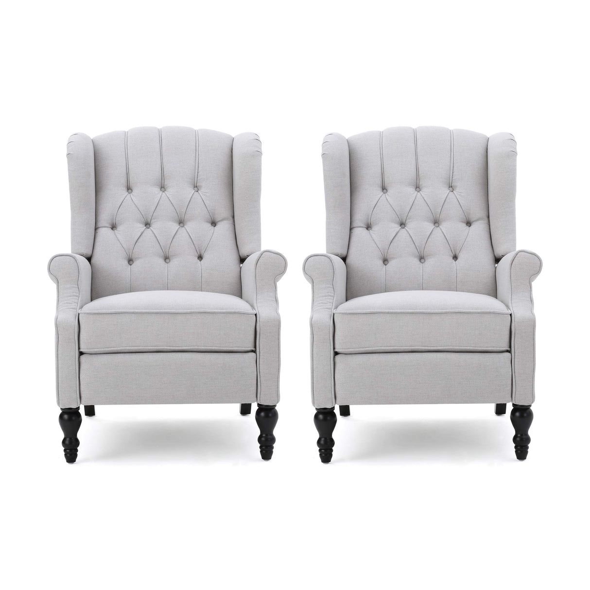 Christopher Knight Home Earlean Fabric Recliner (Set of 2), Light Gray, Dark Brown Christopher Knight Home