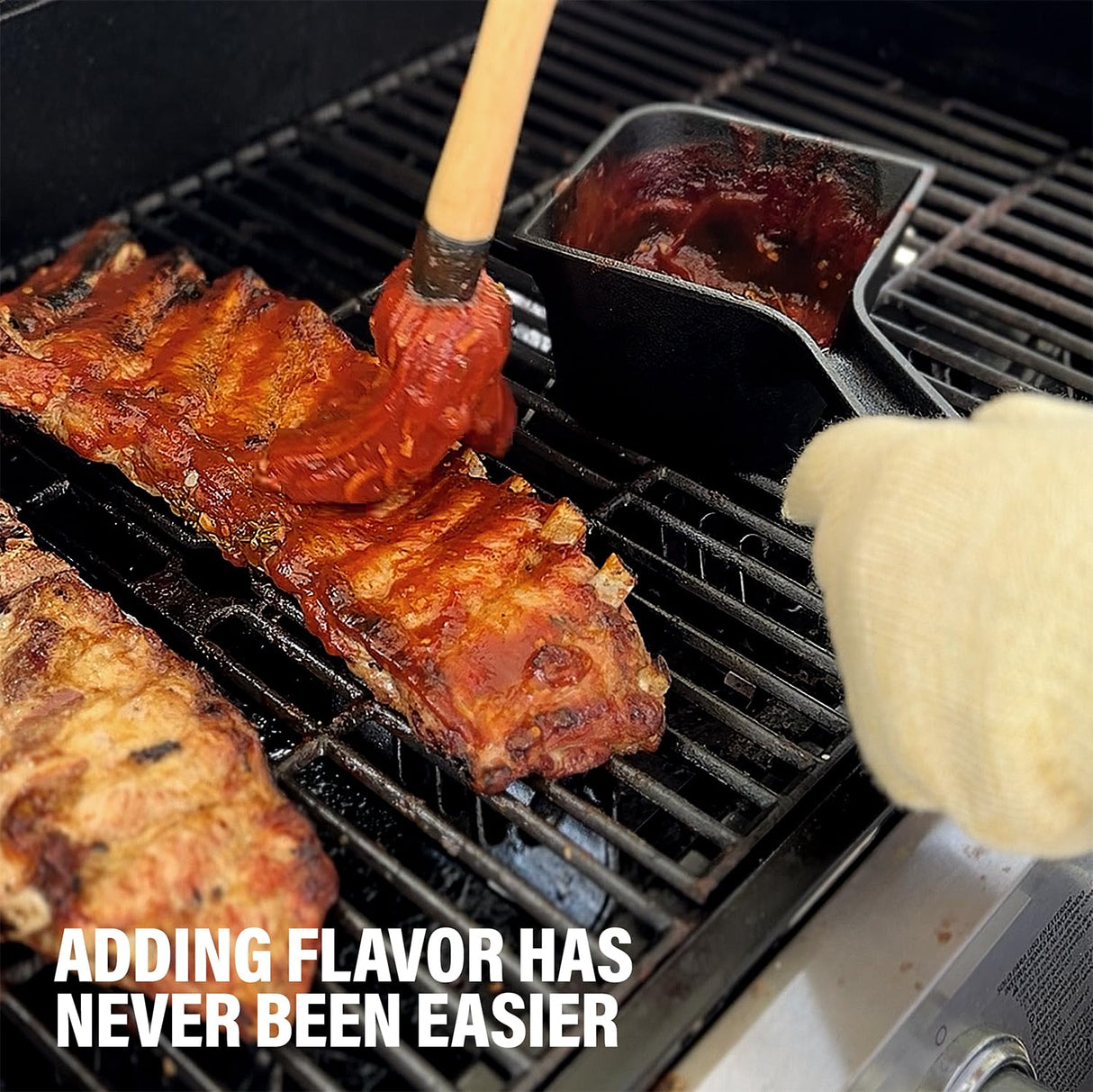 Cast Iron Sauce Pot with BBQ Mop Brush – Small Cast Iron Basting Pot & Mop Brush for Grilling, Smoking, and Saucing – BBQ Mop Brushes for Sauce, 24 Oz Shop Square