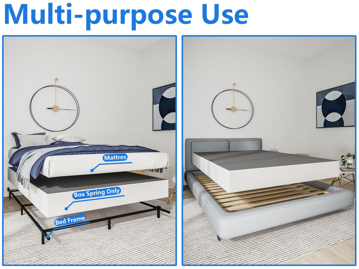 Qingzhou Box Spring for Queen Bed Bases, 9 Inch High Metal Queen Box Spring Only, Heavy Duty Mattress Foundation with Fabric Cover, Easy Assembly, Quiet Noise Free, Non Slip, Black Qingzhou