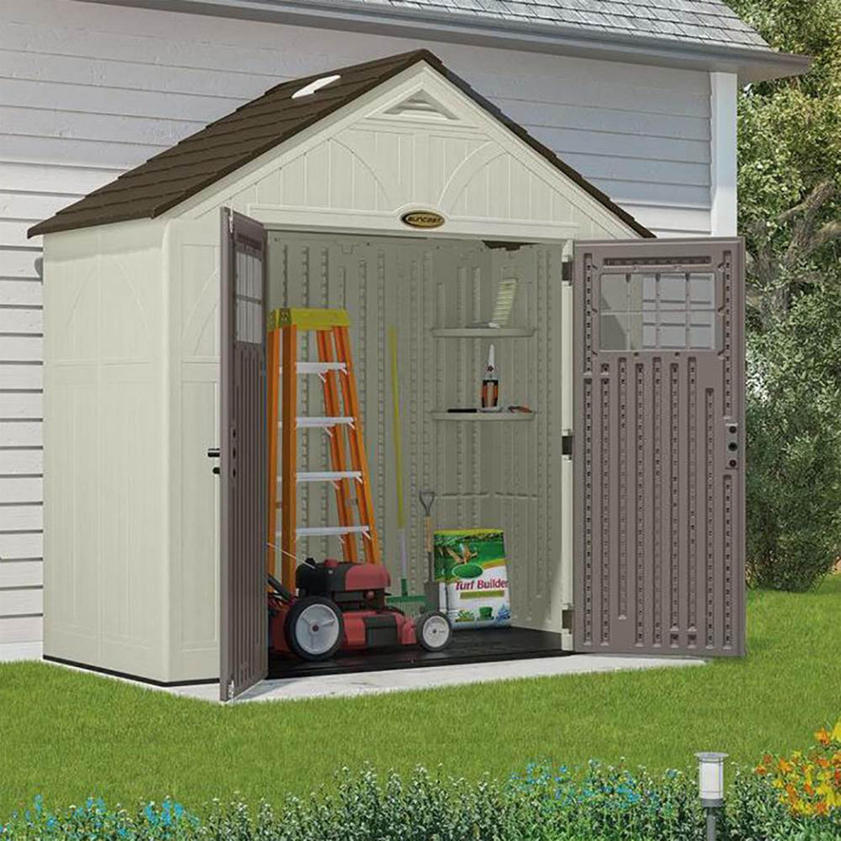 Suncast Tremont 8' x 4' Resin Outdoor Patio and Garden Backyard Storage Shed Suncast