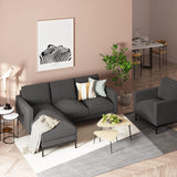 ZINUS Logan Reversible Sectional Chaise, L-Shaped Sofa, Green Tea Infused Foam Cushions, Tool-Free, Easy Assembly, Dark Grey ZINUS