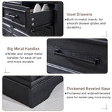 ACCOHOHO 7 Drawer Dresser, Farmhouse Chest of Drawers for Bedroom, 52" Wide Kids Dresser TV Stand with Large Metal Handles, Wood Drawer Organizer for Living Room, Hallway - Black ACCOHOHO