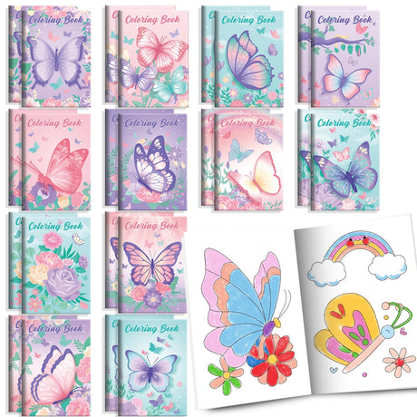 BenLouis 24 Pcs Butterfly Mini Coloring Books Kids Butterfly Theme Baby Shower Party Favors Small Activity Books Bulk for Kids Spring Fairy Birthday Goodie Bags Stuffers Return Gifts Classroom Travel BenLouis