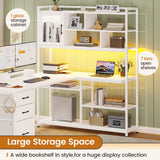 SEDETA 58'' L Shaped Computer Desk with 3 Drawers, Bookshelf, and LED Light for Home Office and Gaming SEDETA