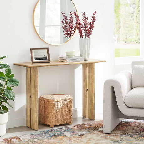 Modway Amistad 46" Solid Wood Modern Farmhouse Console Table in Oak Modway