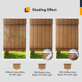 Blackout Cordless Bamboo Roman Shades with Lining - Custom Natural Window Blinds in Pattern 1 HousCa