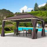 Outsunny 10' x 13' Patio Gazebo, Outdoor Gazebo Canopy Shelter with Netting and Curtains, Aluminum Frame for Garden, Lawn, Backyard and Deck, Coffee Outsunny
