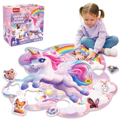 SYNARRY Unicorn Floor Puzzles for Kids Ages 4-6, Large 45 Piece Floor Puzzles for Kids Ages 4-8, Puzzles for Toddlers 2-4, Unicorn Toys Gifts for 3 4 5 6 7 8 Year Old Girls
