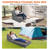 LitaiL Comfy Folding Sofa Bed - Grey Convertible Sleeper Sofa Fold Out Sleeper Chair Couch for Living Room Bedroom Guest, Foldable Floor Chair Lounger Mattress with Back Support for Travel, Camping LitaiL