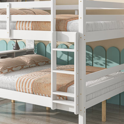 Harper & Bright Designs Full Over Full Bunk Bed with Bookcase Headboard and Storage in White - WoodArtSupply