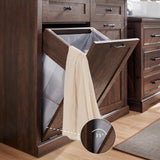 IFGET Double Tilt Out Trash Cabinet, Hidden Wooden Trash Can Cabinet, Farmhouse Laundry Hamper Cabinet, Trash Garbage Can Bin Cabinet with Storage Basket for Living Room, Kitchen, Brown IFGET