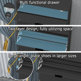 TaoHFE Modern Shoe Cabinet for Entryway - Black Wooden Hidden Shoe Cabinet - Narrow Free Standing 3 Tier Rack TaoHFE