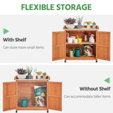 Yaheetech Garden Potting Bench Table - Outdoor Garden Patio Wooden Storage Cabinet & Solid Wood Planting Work Bench with Large Space Storage & Metal-Plated Tabletop, Brown Yaheetech