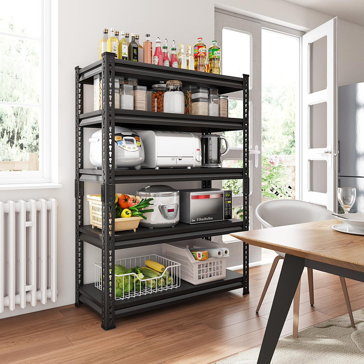 Rufokisa 5-Tier Garage Shelving Heavy Duty, 72" Metal Shelving Unit - 2250 lbs Load Capacity, 40"W x 18"D x 72"H (Black) Rufokisa