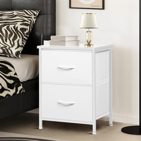 LOFTEY White Nightstand, Bedside Table with 2 Drawers, Small Kids Night Stand for Bedroom, Bed Side Table with Storage, 15.7" L x 11.8" W x 21" H LOFTEY