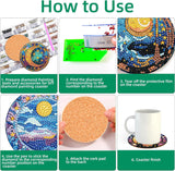 8 Pcs Diamond Art Coasters Moon Diamond Painting Coasters Kits with Holder Cork Pads DIY Moon Diamonds Art Painting Coaster Set for Adults Beginners Crafts Supplies mrpwnle