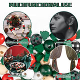 Junkin Christmas Wooden Bead Kit: 201 Pcs - 0.63 Inch Buffalo Plaid & 0.47 Inch Christmas Tree Shaped Beads with 6.6 Feet Natural Cord for DIY Garlands & Jewelry Junkin