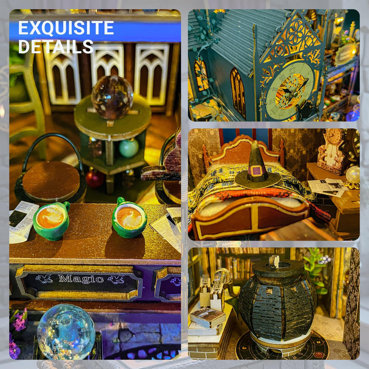 PANZIYU DIY Miniature House Kit, Dollhouse for Adults to Build, Birthday/Christmas Day Gift for Family and Friends, Magic Castle, Haunted Dollhouse, Prefab Tiny Home with LED Lights(Huoluo Castle) PANZIYU