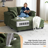 VINGLI Lounge Chair, 56" Oversized Reading Chair Corduroy Chaise Sofa Recliner Bed Upholstered Comfy Sleeper Couch with Throw Pillows and Armrests for Living Room, Movie Room, Bedroom VINGLI