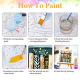 Framed Paint by Numbers Kit for Adults Beginner Bookshelf, Adult Paint by Number Kits on Canvas Framed, DIY Acrylic Oil Painting by Numbers with Frame, Book for Home Decor Gift 10 X 10 Inch Okarina