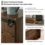 OKD 75" Sideboard Buffet Cabinet with Storage, Farmhouse TV Stand w/Sliding Barn Door, Rustic Long Coffee Bar, Large Buffet Table for Dining Room, Kitchen and Living Room, Reclaimed Barnwood OKD