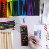 Winlyn 48 Sets 6 Styles Magic Color Scratch Bookmarks Craft Kits Rainbow Scratch Paper Art Sets for Kids Students Party Favors DIY Bookmarks Bulk with Scratching Tools Ribbons for Classroom Activities Winlyn