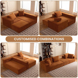 Modular Sectional Sofa, 108" L-Shaped Boneless Couch with Deep Seat, Corduroy Cloud Couch for Living Room, Bedroom, No Assembly Required, Ship in a Box, Orange RUMBALUXY