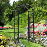 VINGLI Vinyl Garden Arbor, PVC Wedding Arch for Ceremony Party, Garden Trellis for Climbing Plants Outdoor, Arch Backdrop Stand for Garden, Backyard, Lawn (Black) VINGLI