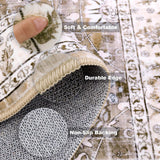 LOKHOM Washable Runner Rug, 2x8 Non-Slip Vintage Hallway Runner Rug with Rubber Backing, Boho Floral Soft Faux Wool Kitchen Runner Rug Carpet Runner for Kitchen Laundry Entryway Bedroom (Beige Brown) LOKHOM