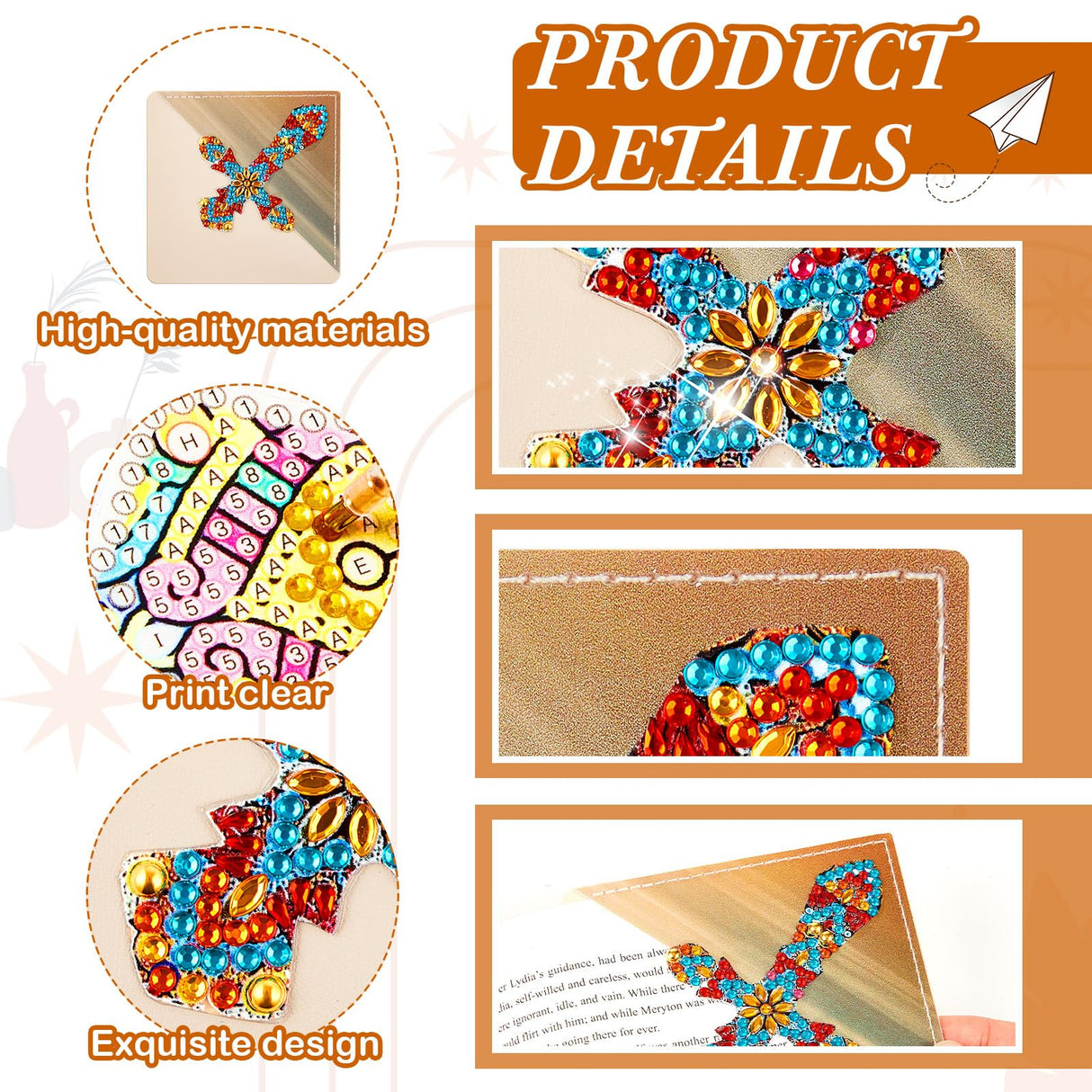 6 Pcs Cross Diamond Art Bookmarks Diamond Painting Bookmark Kits Cross Crystal Bookmarks 5d Rhinestone Crystal Painting Book Markers Gifts for Women Craft Read Office Home DIY Book Lovers Qilery