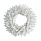 Nearly Natural 18in. White Colorado Spruce Artificial Christmas Wreath with 129 Bendable Branches and 20 Warm LED Lights Nearly Natural
