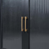 Queen Size Murphy Bed with Frosted Glass Doors Design, Fake Drawers, Metal Legs,Solid Wood Storage Bed for Small Spaces Apartments Studio (Black/S) Quarte