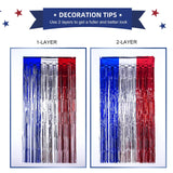 LOLStar 4th of July Decorations,Red White and Blue 3 Pack Tinsel Foil Fringe Curtains,4th of July Photo Booth Prop Streamer Backdrop for America Patriotic Party,Memorial Day,Independence Day,Labor Day LOLStar