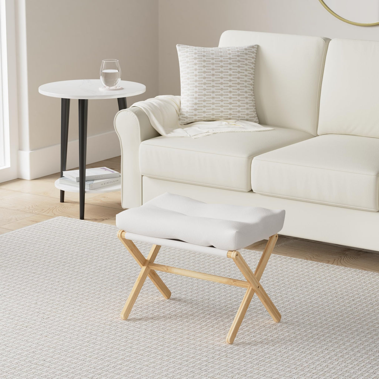 TYYIHUA Folding Foot Stool,Small Ottoman Foot Rest for Couch,Wooden Footstool,Change Shoes Bench,Modern X Ottoman Chair for Living Room, Entryway, Children Room, Bedroom,Caravaning TYYIHUA