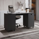 Modern Design Venice Office Computer Desk with 3 Locking Drawers and Storage Cabinet, 53 Inch Home and Office Executive Grey and Black Desk with Keyboard Tray by Crafts and Comfort Modern Design By Crafts & comfort