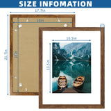 Hongkee 16x20 Frames Set of 2, Rustic Brown Wood Style - Display 16 x 20 Picture without Mat or 11x14 Picture with Mat, Wall Mounting Horizontal and Vertical Hongkee