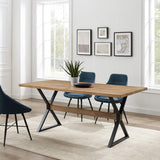 Walker Edison Harrold Modern Farmhouse X Leg Dining Table, 72 Inch, Rustic Oak Walker Edison