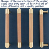KOXHERO Wood and Brass Cabinet Pulls 7 Inch Center to Center Double Hole 4Pack Modern Kitchen Drawer Handle Unfinished Dresser Knob for Closet Cupboard Wardrobe Brushed Finish KOXHERO