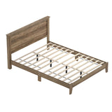 Galano Tiena Queen Bed Frame in Knotty Oak with Wooden Slat Support Galano